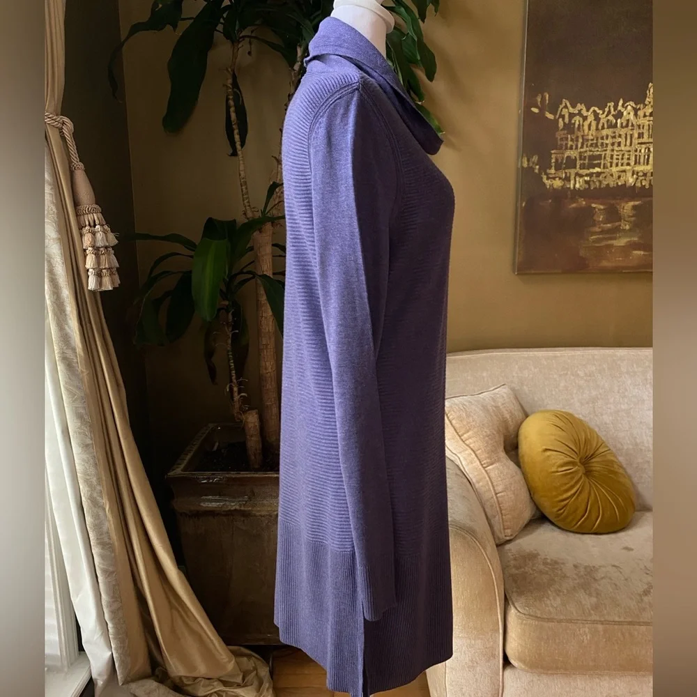 Adrienne Vittadini Women's Cowl Neck Long Sleeve Rib Knit Tunic Sweater - Picture 7 of 14